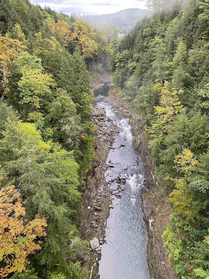 View of Queechee Gorge from the top, on the bridge